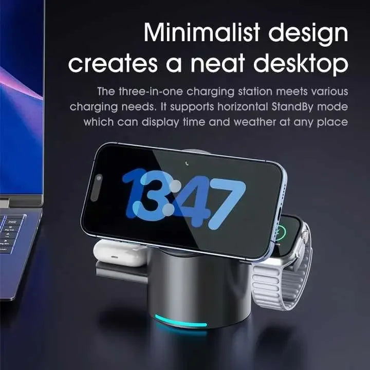 3-in-1 Wireless Charging Station-سريعة وصغيرة الحجم