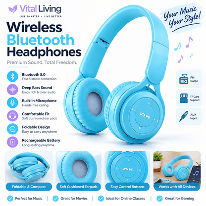 Wireless Gaming Headphones with Bluetooth, Deep Bass & Noise-Canceling Mic